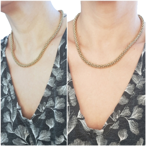 18K Gold Plated Puff Popcorn Chain Necklace - Picture 2 of 7